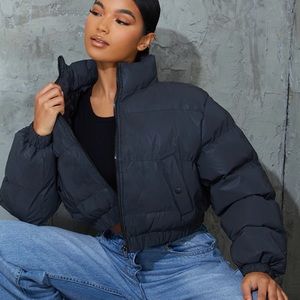 Reflective Cropped Bubble Puffer Jacket